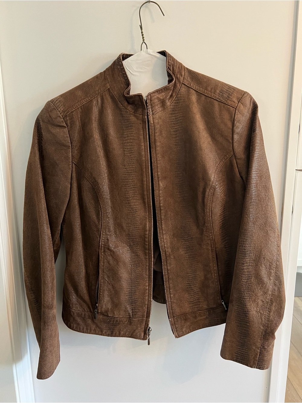 Valerie Stevens Brown Faux-Leather Zip Jacket